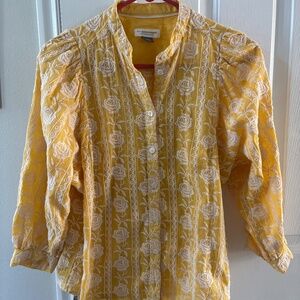 NWOT Anthropologie Pilcro Embroidered Floral Summer Button Down Blouse S